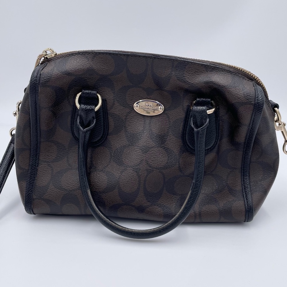 Coach Mini Bennett Satchel Bag Purse Signature Coated Canvas Leather Crossbody - Picture 2 of 13